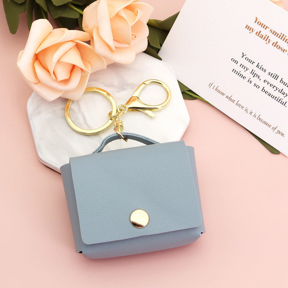 Wholesale Creative Leather Mini Square Bag Coin Purse Keychain